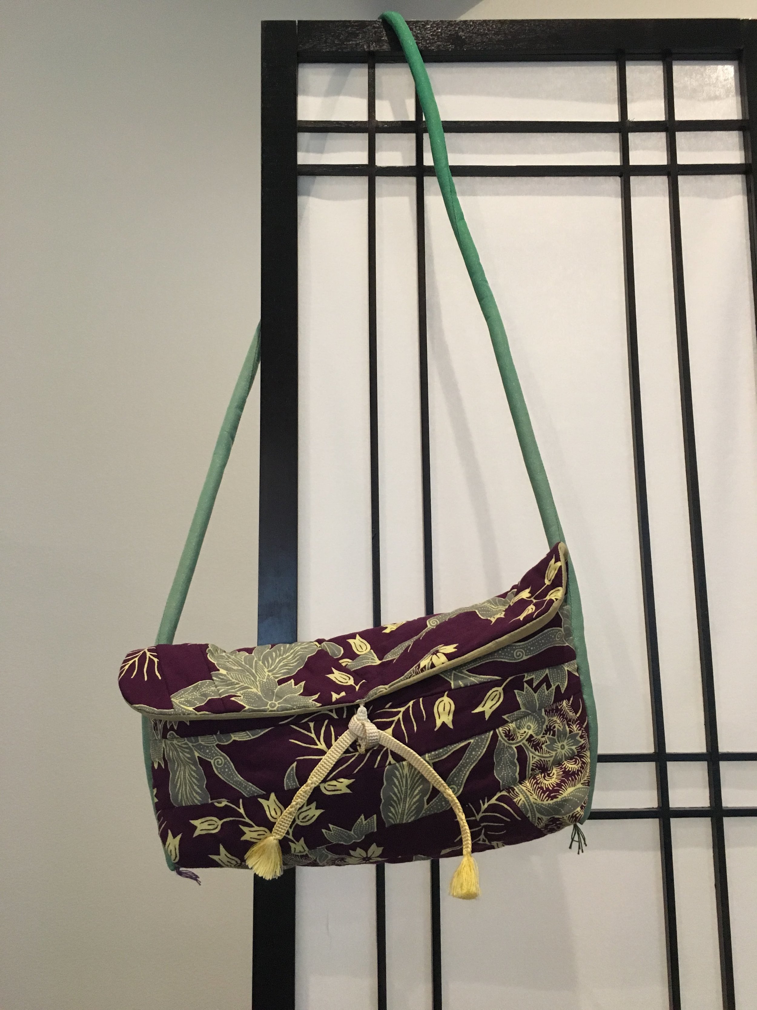 Vintage Kimono remake bag with a Obijime strap