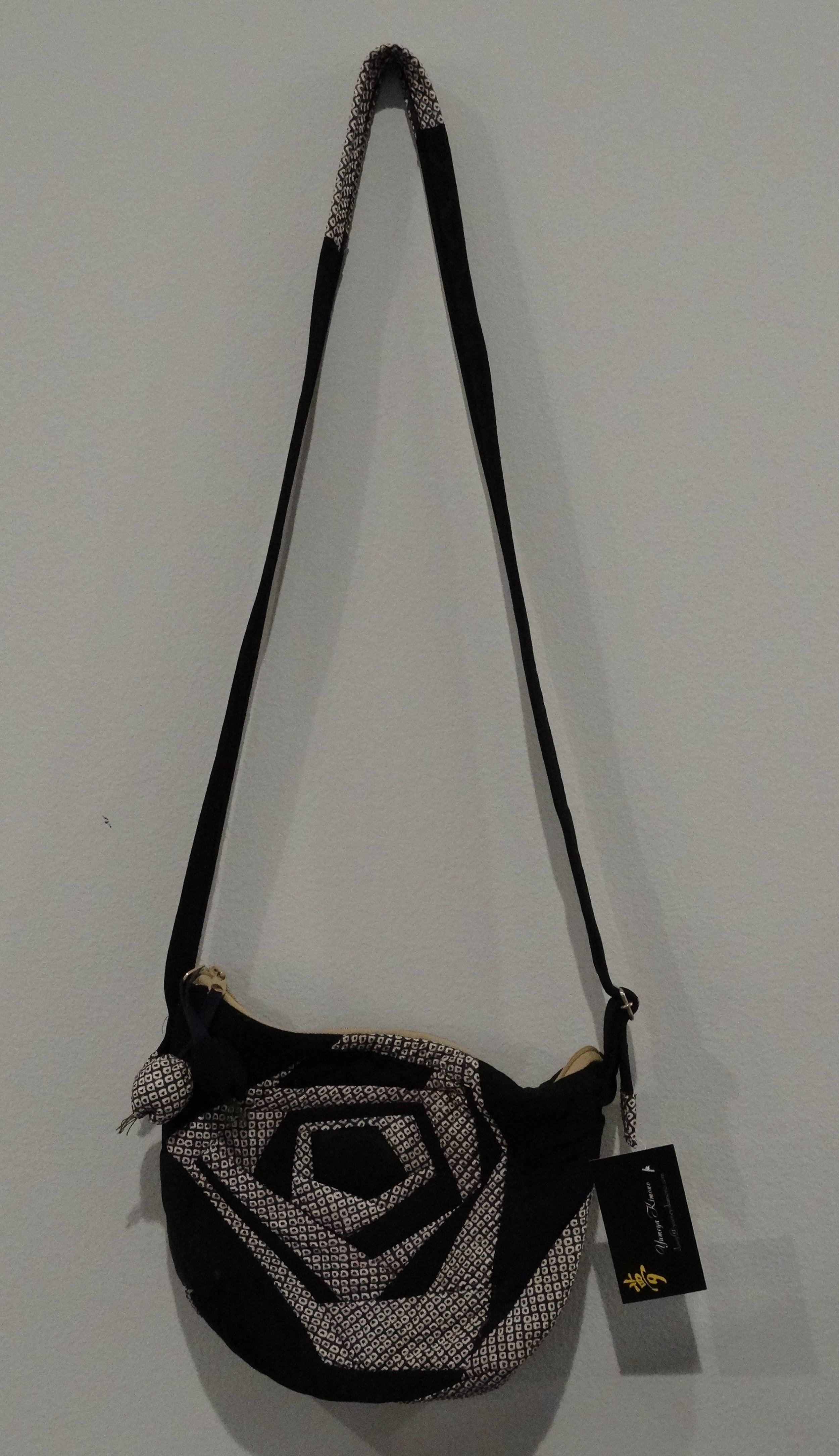 Vintage Silk Shibori Kimono remake bag with adjustable strap