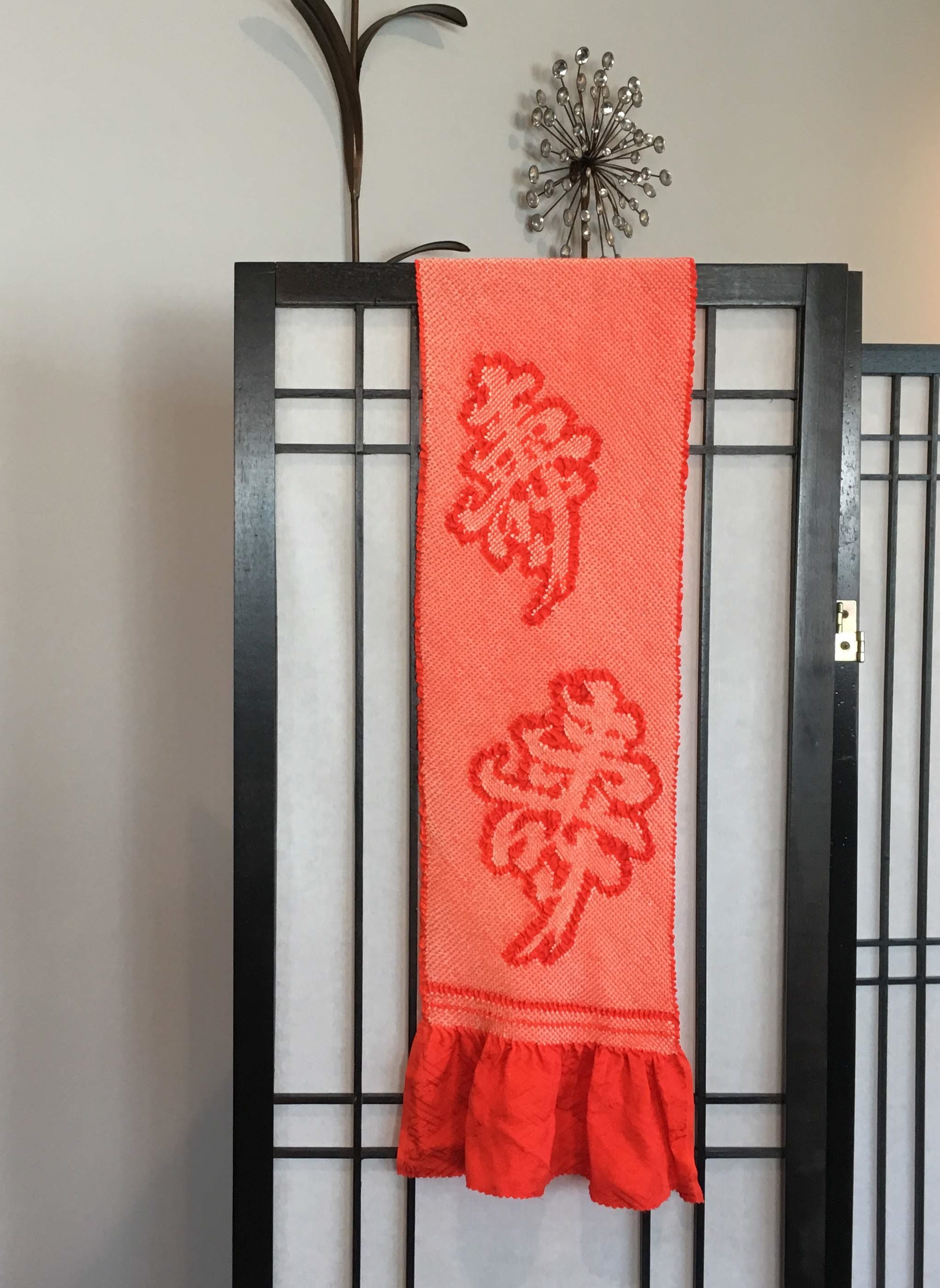Silk Obiage (obi sash / obi scarf) - Kotobuki 寿