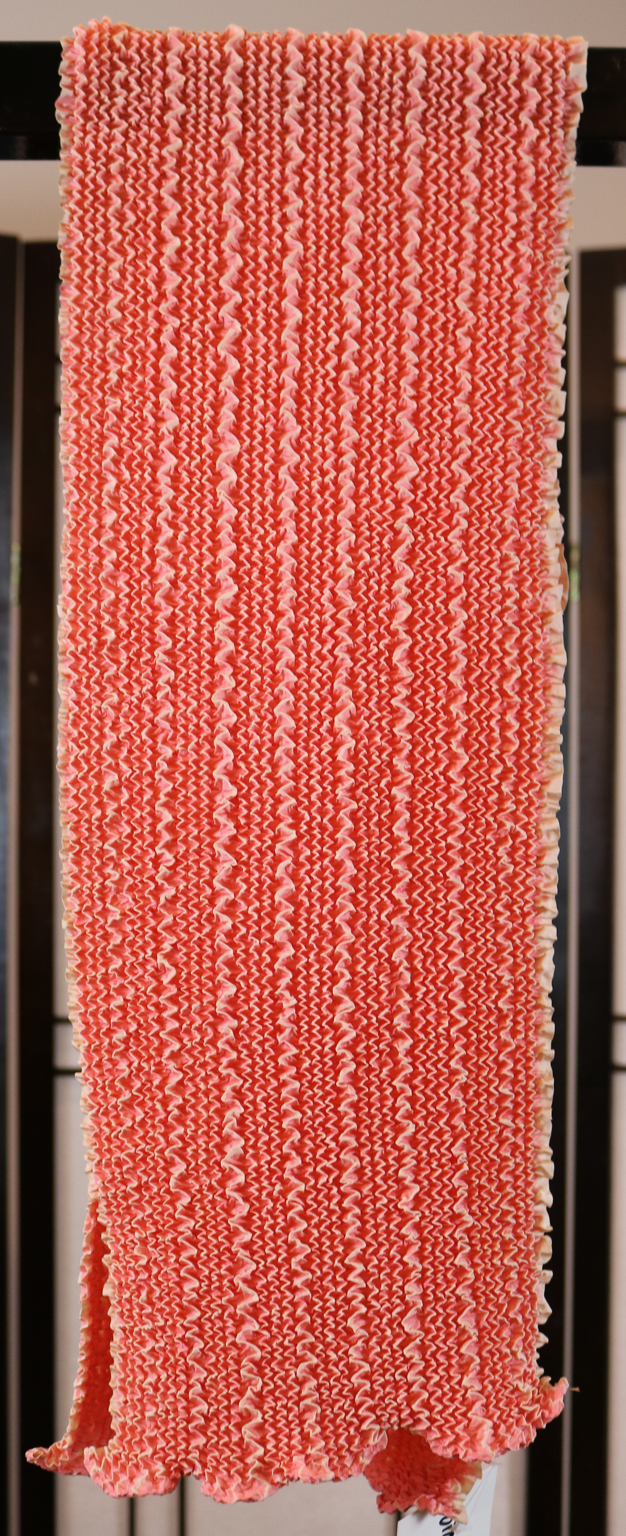 Silk Obiage (obi sash / obi scarf) – Salmon Pink Shibori