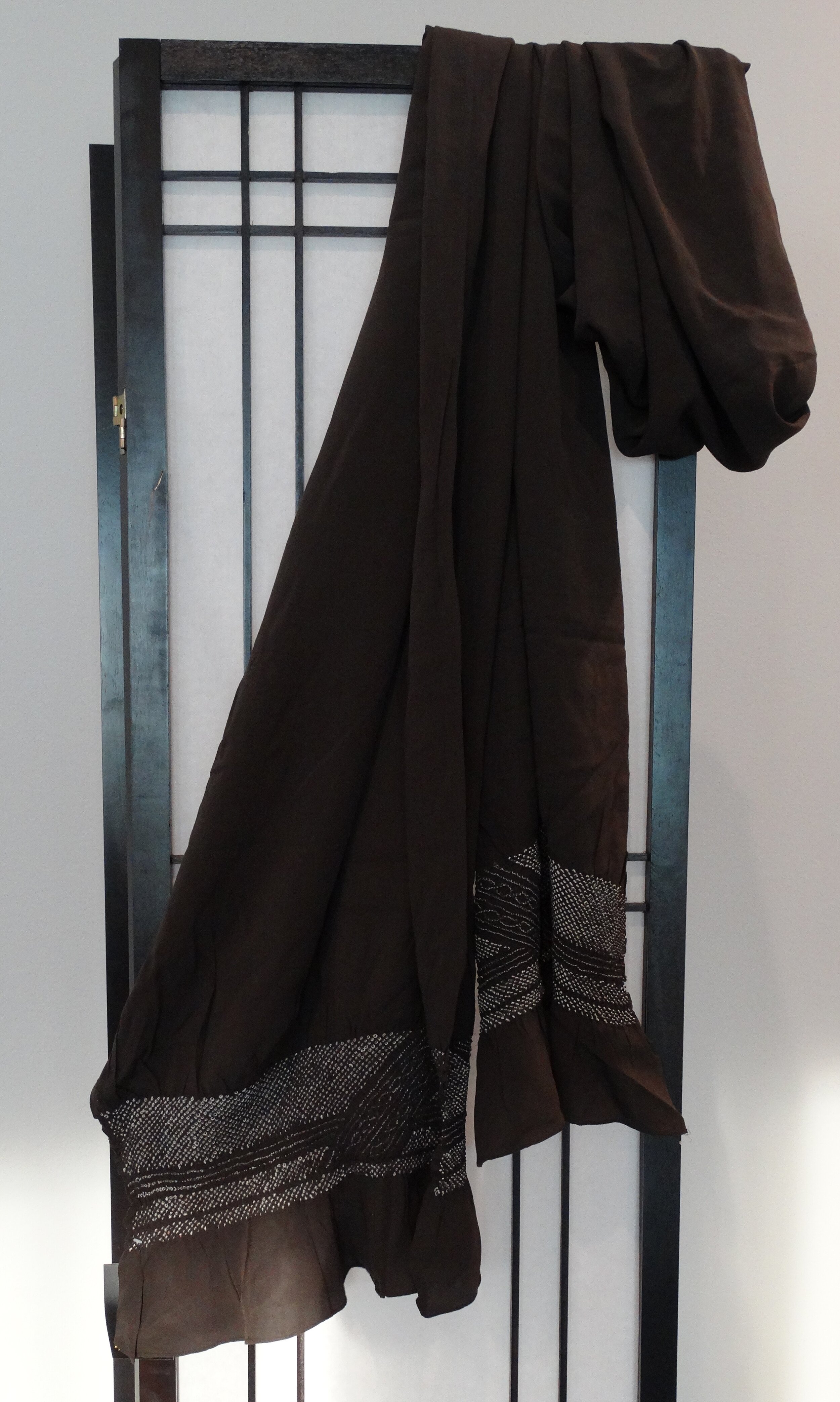 Shibori Heko Obi – Chocolate-brown